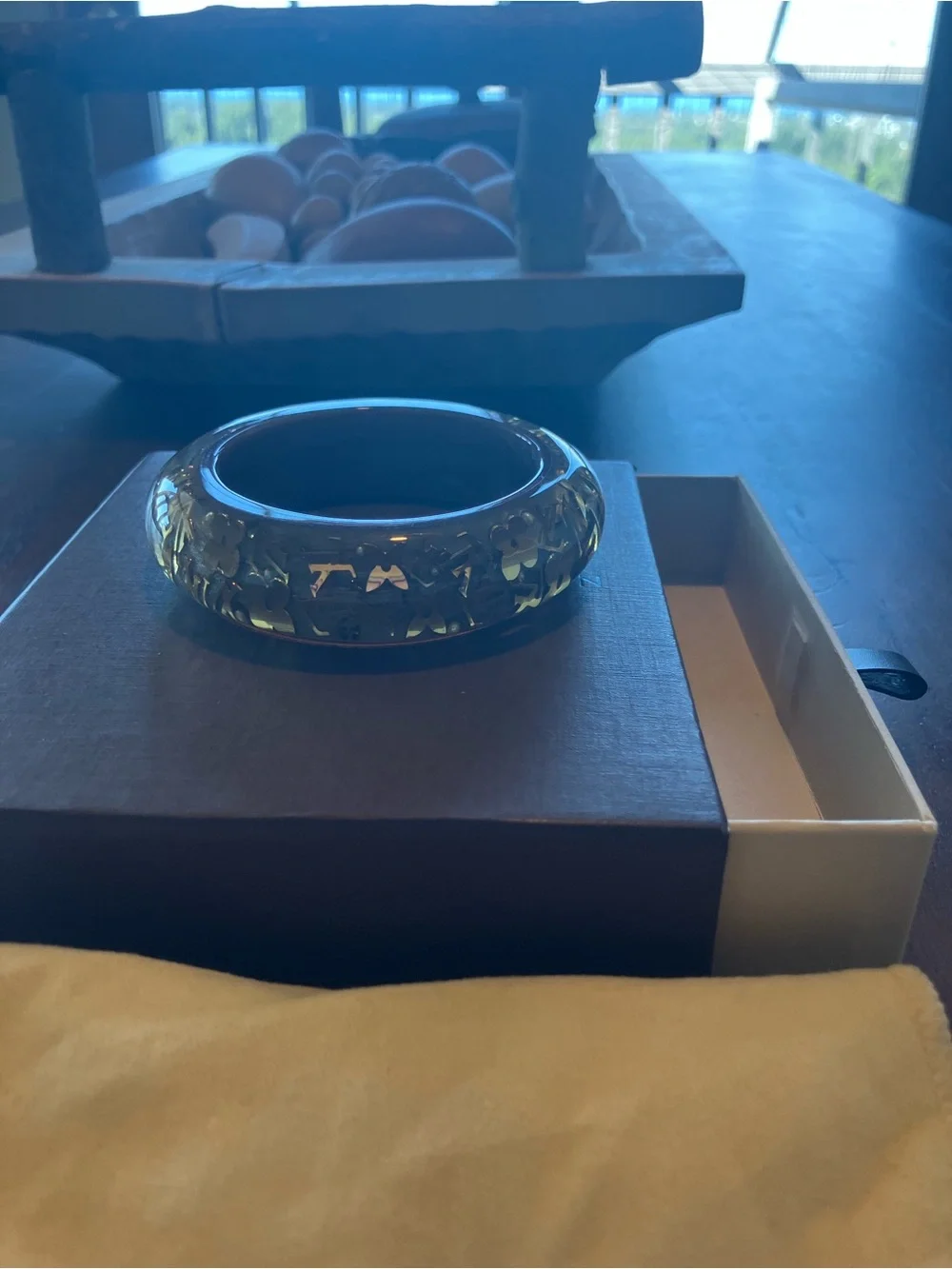 Louis Vuitton inclusion Bangle with Gold Monogram Accents